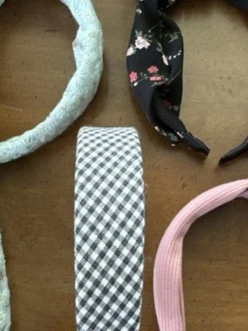 Headband Lot Pink Black Floral Lace Gingham
